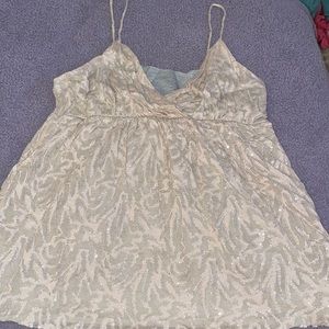 Cream tank top with sequin/glitter detail